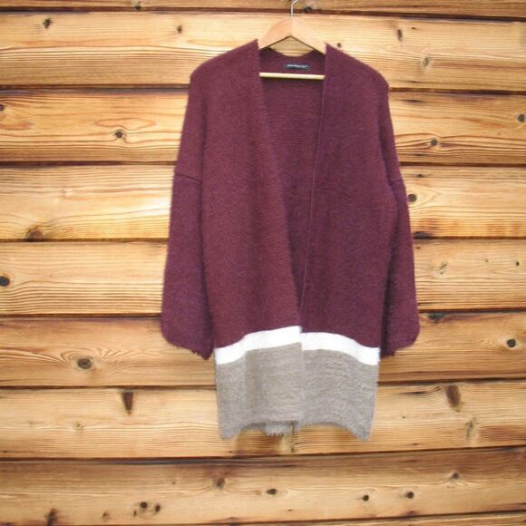 NWT Super Soft Maroon Bell Sleeve Cardigan Sweater S M L XL - Picture 2 of 10